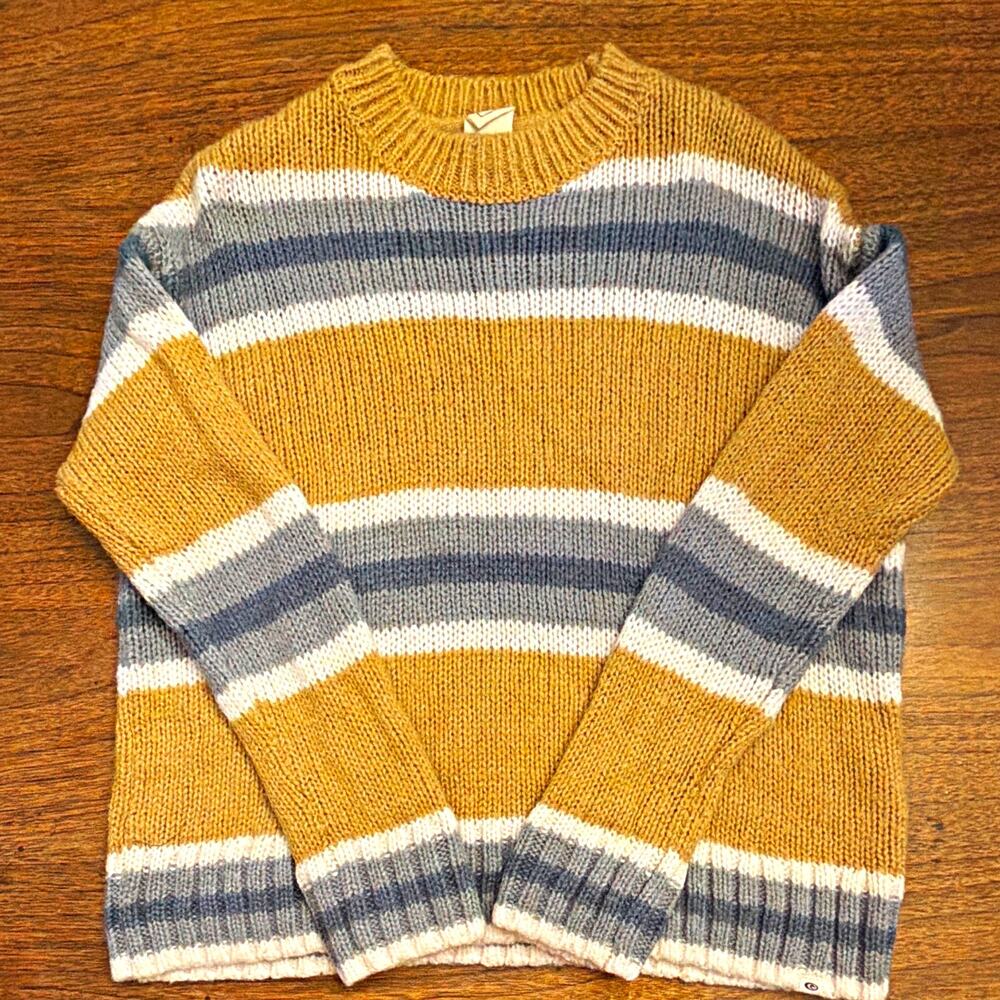 Rip Curl Women XS Knit Striped Crewneck Sweater Surf Boho Beach Coastal Outdoor